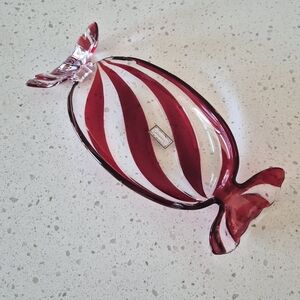 Elegant Red Glass Candy Dish